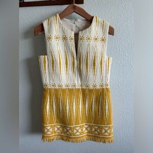 TORY BURCH Savora Tweed Yellow and off white Dress Women Size 6